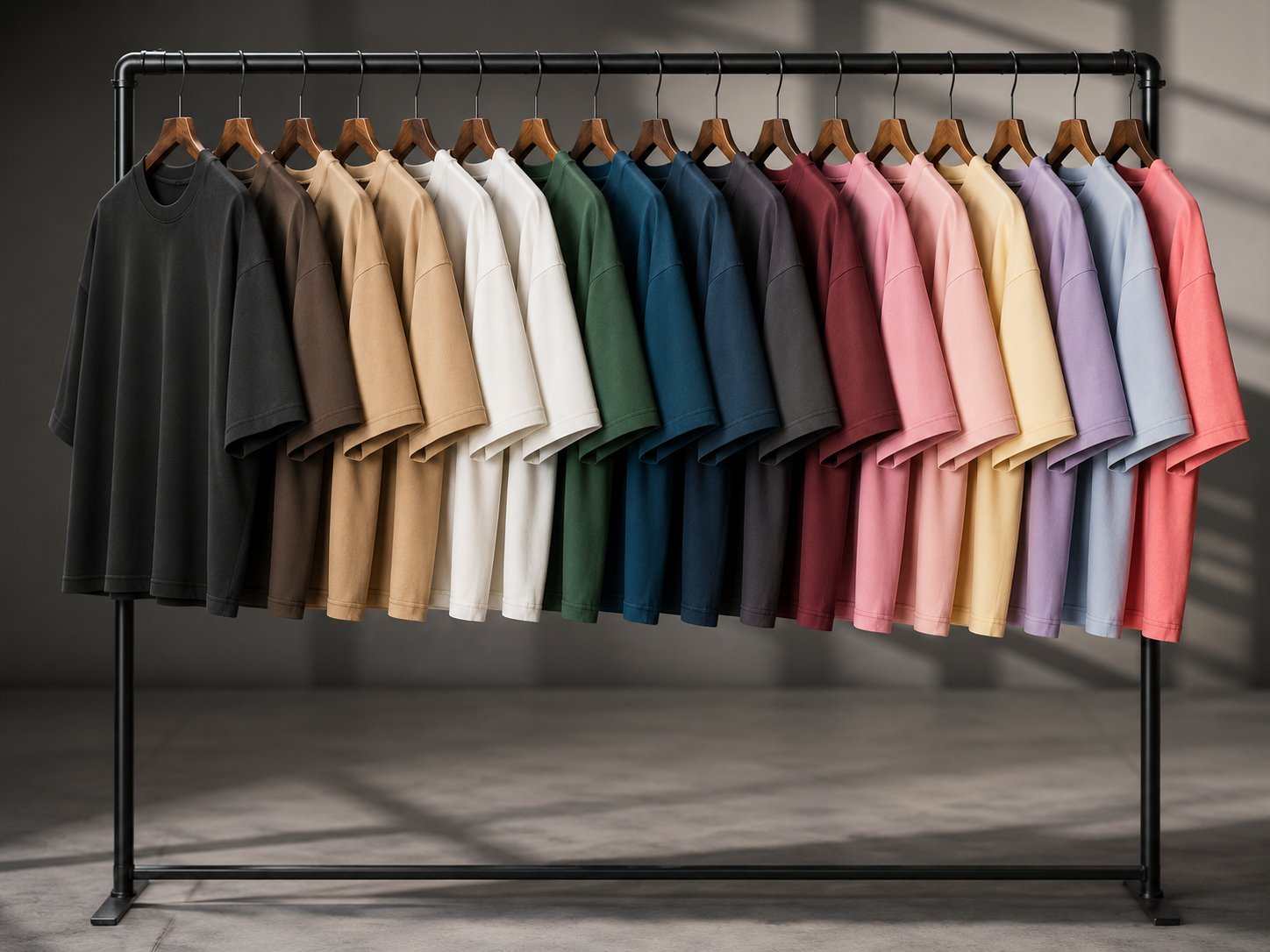 16x Wardrobe Essentials Bundle — all 16 colourways on a rack